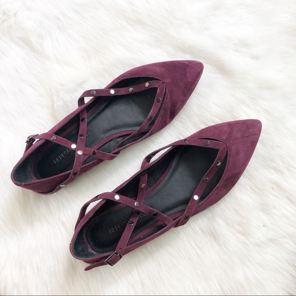 Rebecca Minkoff Maroon Faye Suede Strappy Flats - Picture 3 of 8